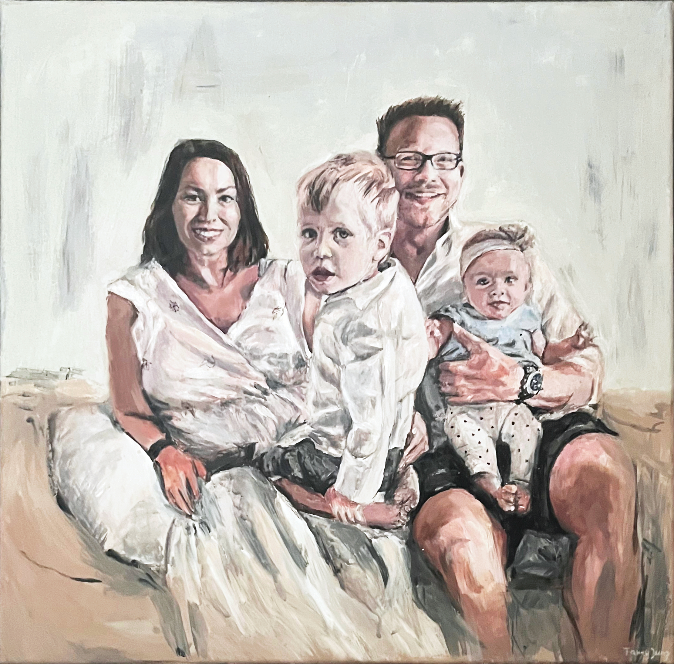 Eine Familie zu viert, 40 x 40 cm, Acryl auf Leinwand, 2024