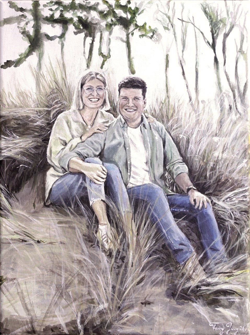 Am Strand, 30 x 40 cm, Acryl auf Leinwand, 2026